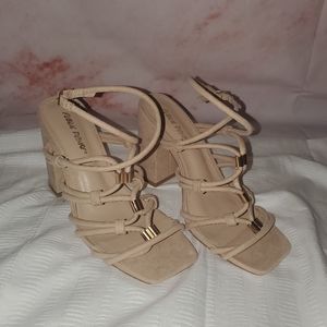 Public Desire Nude Square Toe Heels